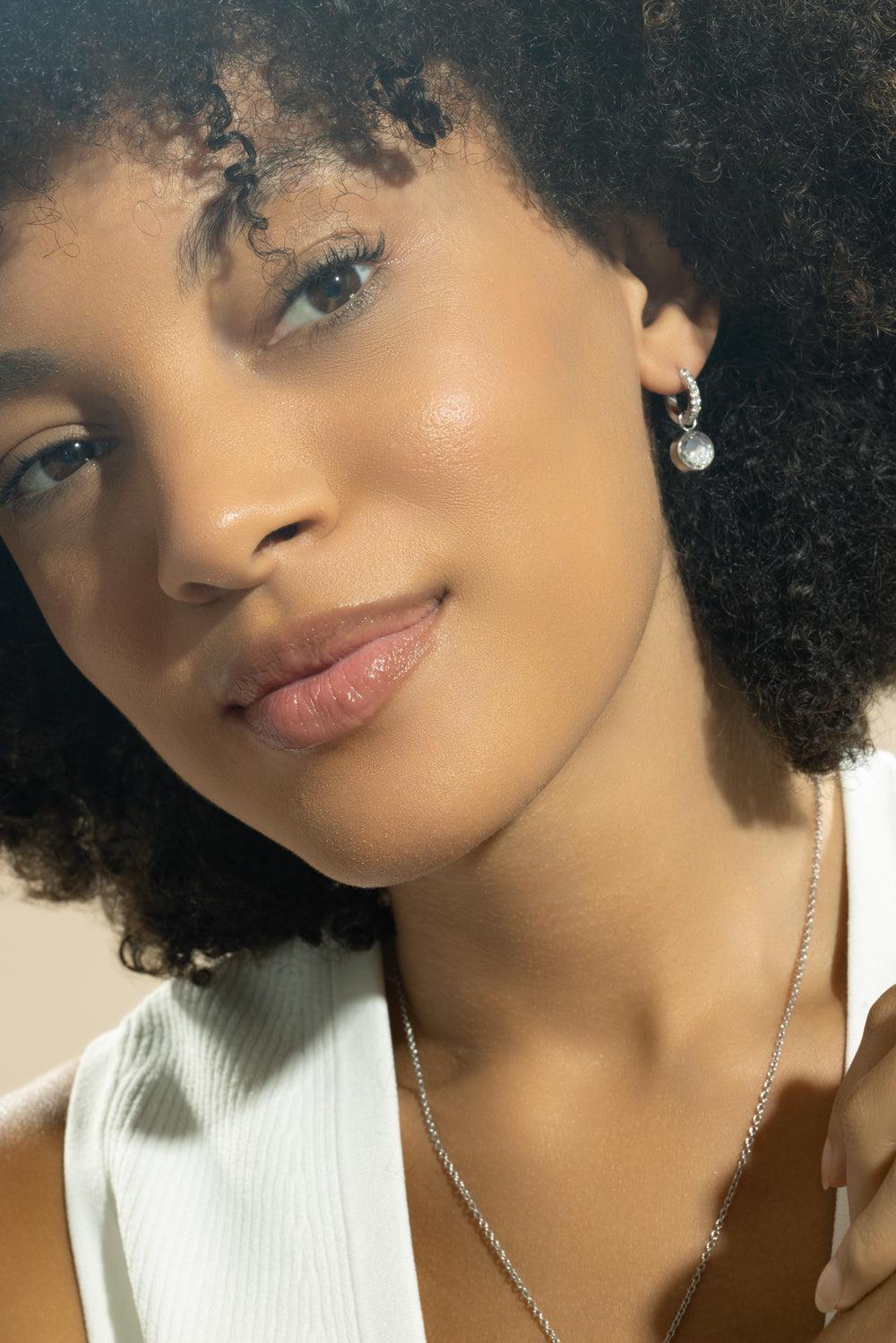 Diamond Core Gala Huggie Earrings-WHITE GOLD-JEWELRYFINE JEWELEARRING-MORITZ GLIK