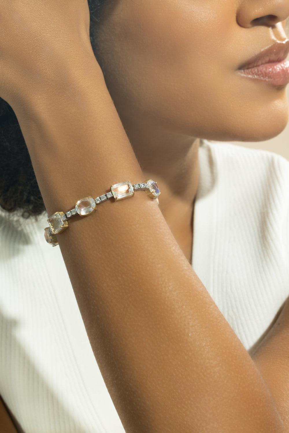 Green Tourmaline Gemmy Gem Bracelet-WG/YG-6.5-JEWELRYFINE JEWELBRACELET O-IRENE NEUWIRTH JEWELRY