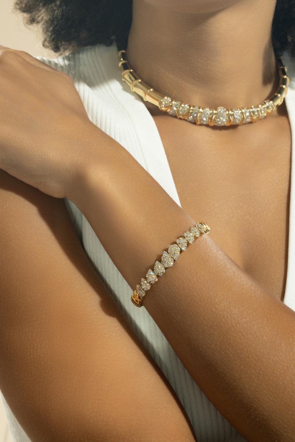 Diamond Tear Drop Bracelet-YELLOW GOLD-JEWELRYFINE JEWELBRACELET O-ANDREOLI