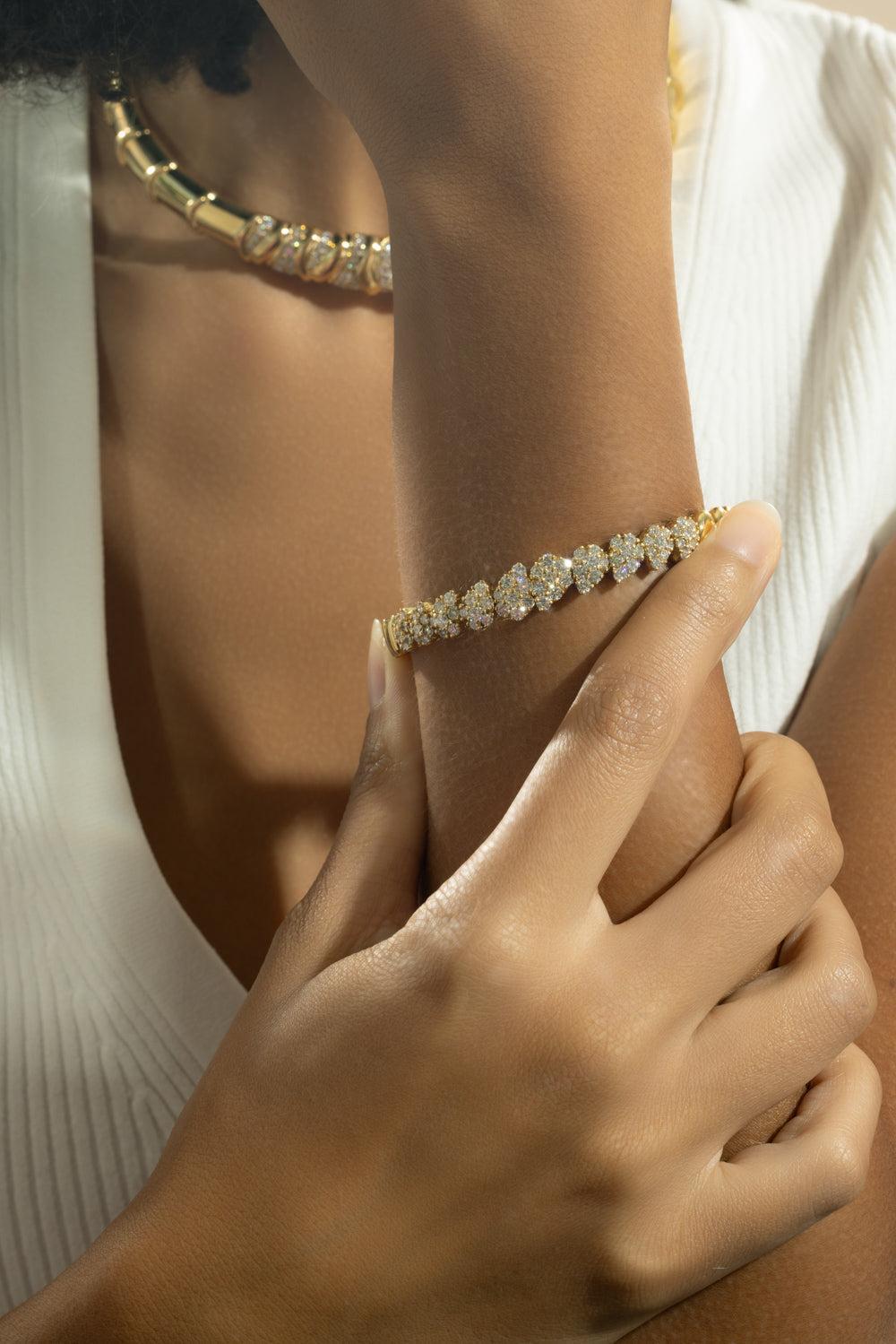 Diamond Tear Drop Bracelet-YELLOW GOLD-JEWELRYFINE JEWELBRACELET O-ANDREOLI