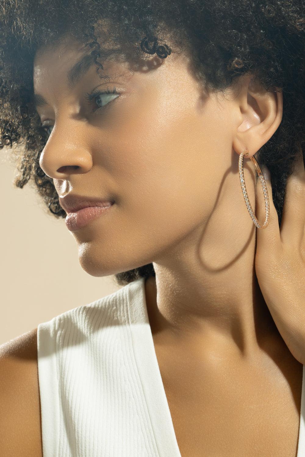 Diamond Hoop Earrings-ROSE GOLD-JEWELRYFINE JEWELEARRING-ANDREOLI