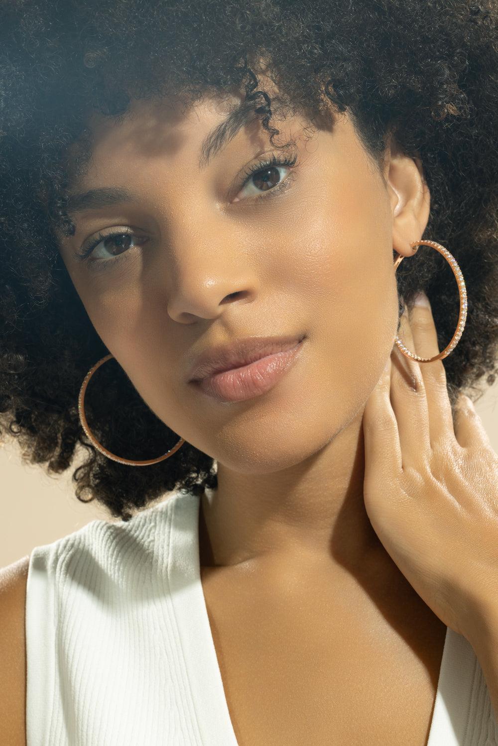 Diamond Hoop Earrings-ROSE GOLD-JEWELRYFINE JEWELEARRING-ANDREOLI