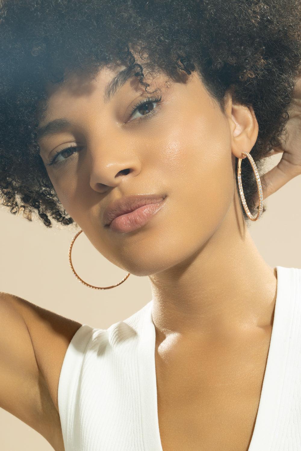 Diamond Hoop Earrings-ROSE GOLD-JEWELRYFINE JEWELEARRING-ANDREOLI