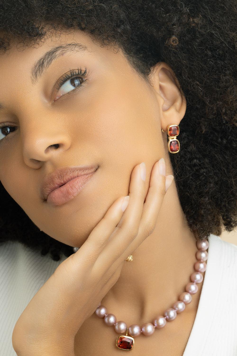 Red Garnet Amelia Earrings-YELLOW GOLD-JEWELRYFINE JEWELEARRING-JADE RUZZO