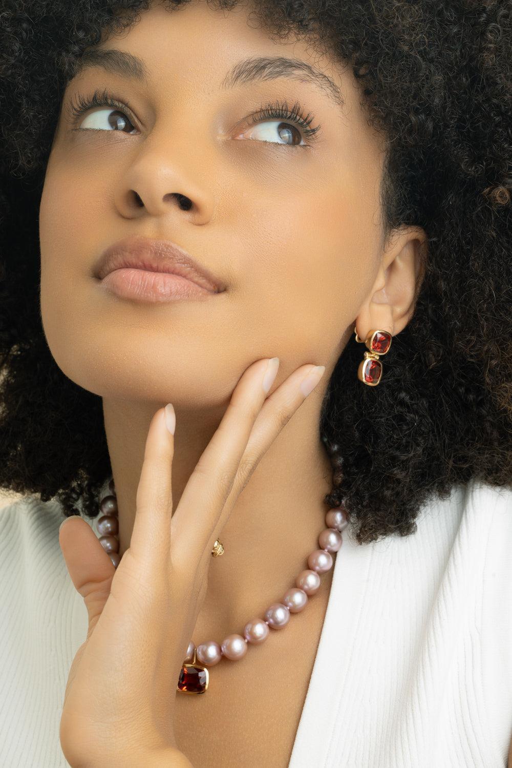 Red Garnet Amelia Earrings-YELLOW GOLD-JEWELRYFINE JEWELEARRING-JADE RUZZO