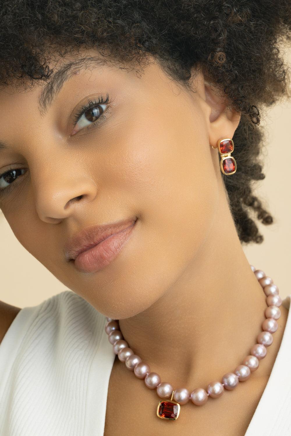 Red Garnet Amelia Earrings-YELLOW GOLD-JEWELRYFINE JEWELEARRING-JADE RUZZO