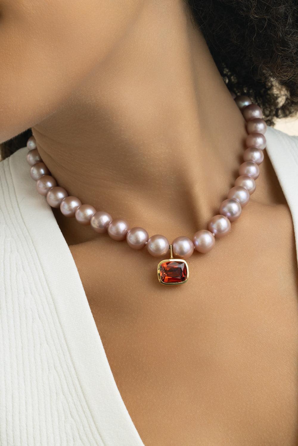 Pink Pearl Spessartite Garnet Nina Necklace-YELLOW GOLD-15-JEWELRYFINE JEWELNECKLACE O-JADE RUZZO