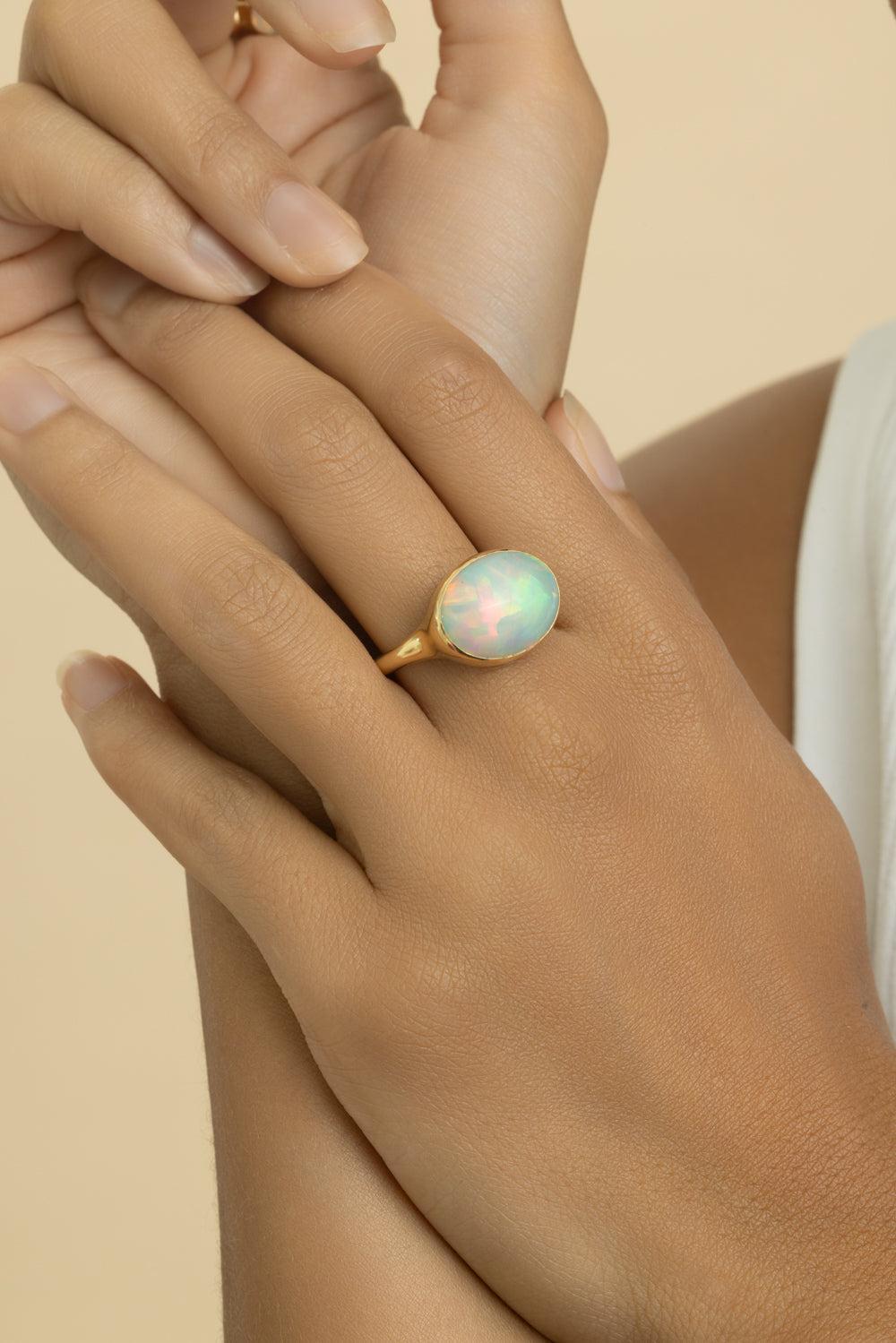 Opal Una Ring-YELLOW GOLD-7.5-JEWELRYFINE JEWELRING-JADE RUZZO