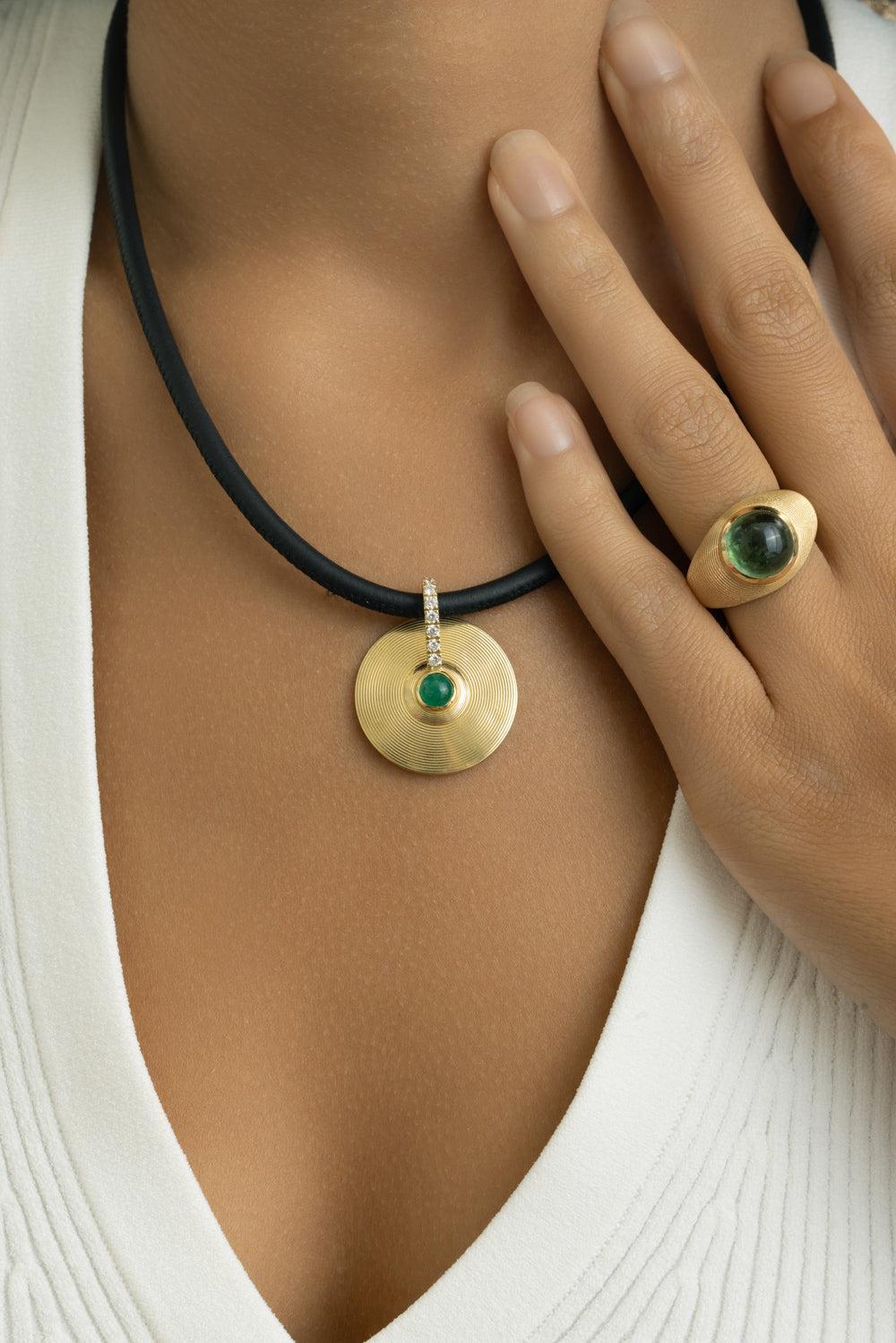 Black Wide Cord Necklace-YELLOW GOLD-16-JEWELRYFINE JEWELNECKLACE O-JADE RUZZO