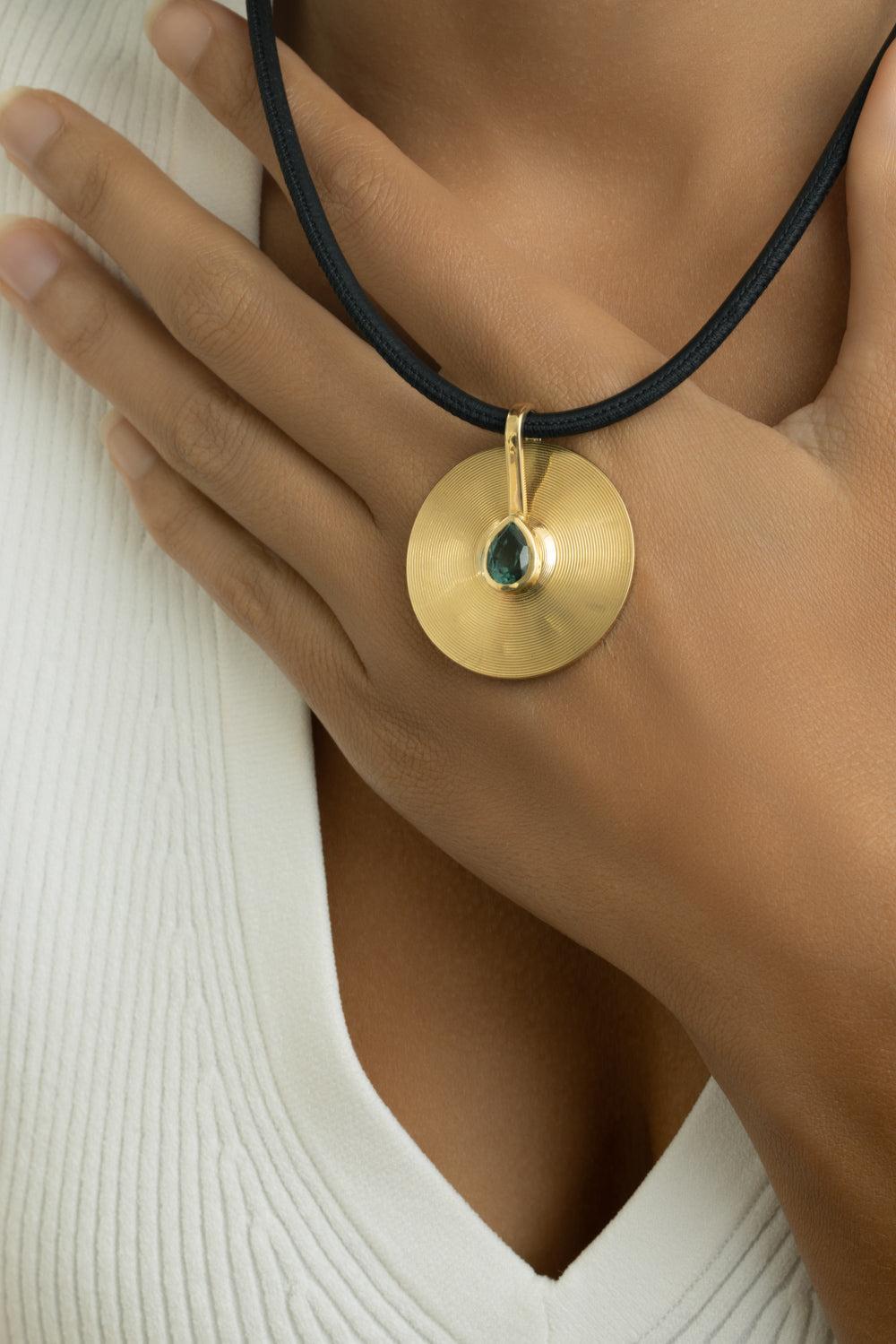 Black Wide Cord Necklace-YELLOW GOLD-16-JEWELRYFINE JEWELNECKLACE O-JADE RUZZO