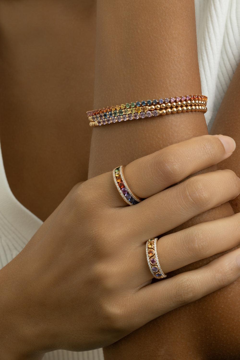 Rainbow Sapphire Tennis Bracelet | LISA NIK – Marissa Collections