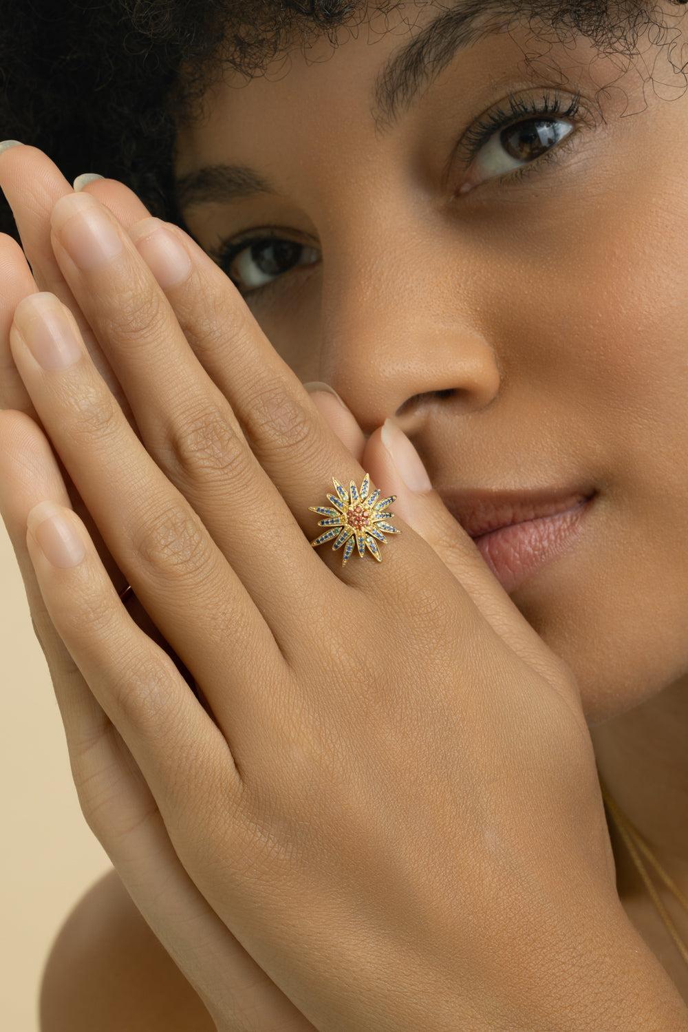 Multi Star Sapphire Ring-YELLOW GOLD-5.75-JEWELRYFINE JEWELRING-LISA NIK