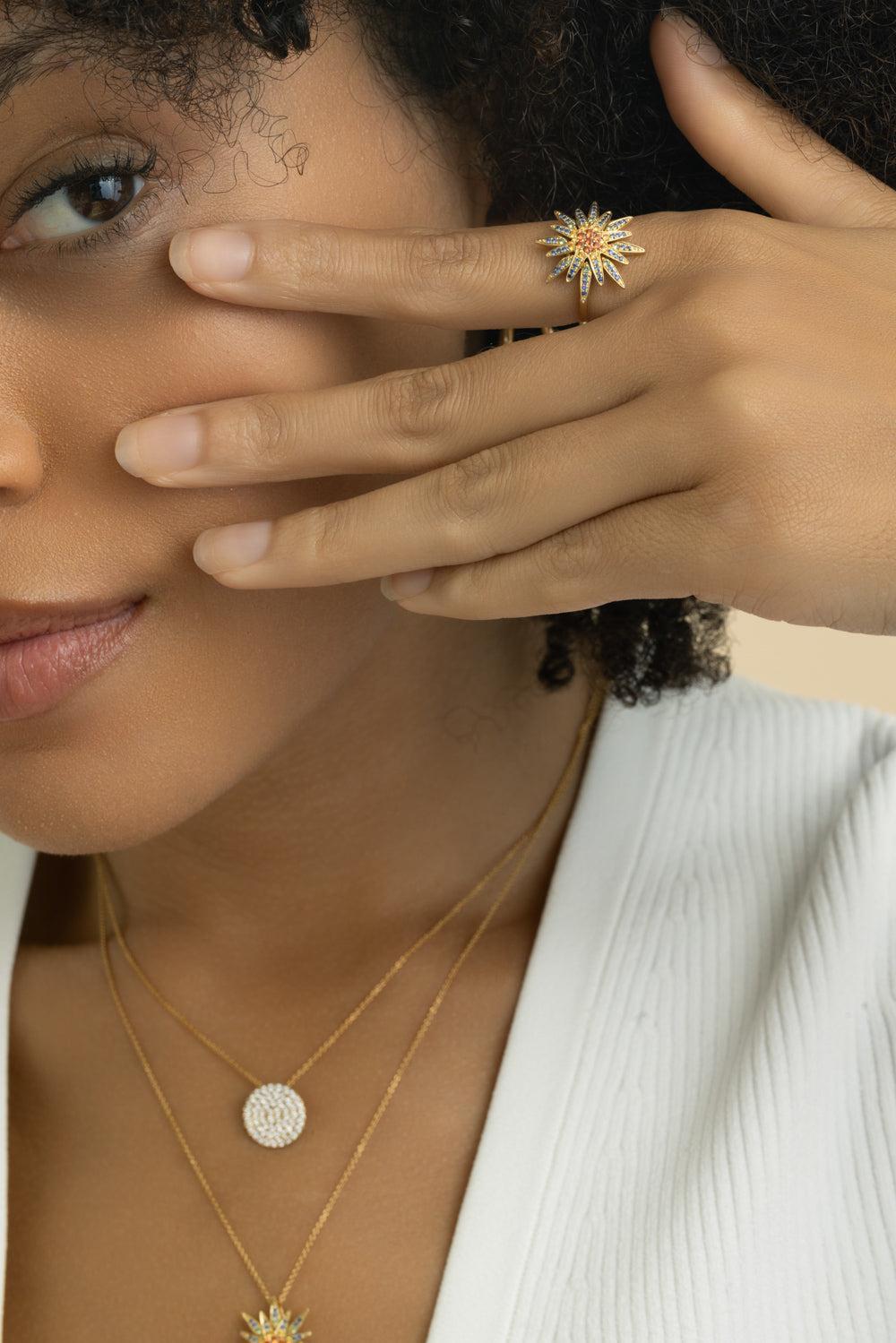 Multi Star Sapphire Ring-YELLOW GOLD-5.75-JEWELRYFINE JEWELRING-LISA NIK