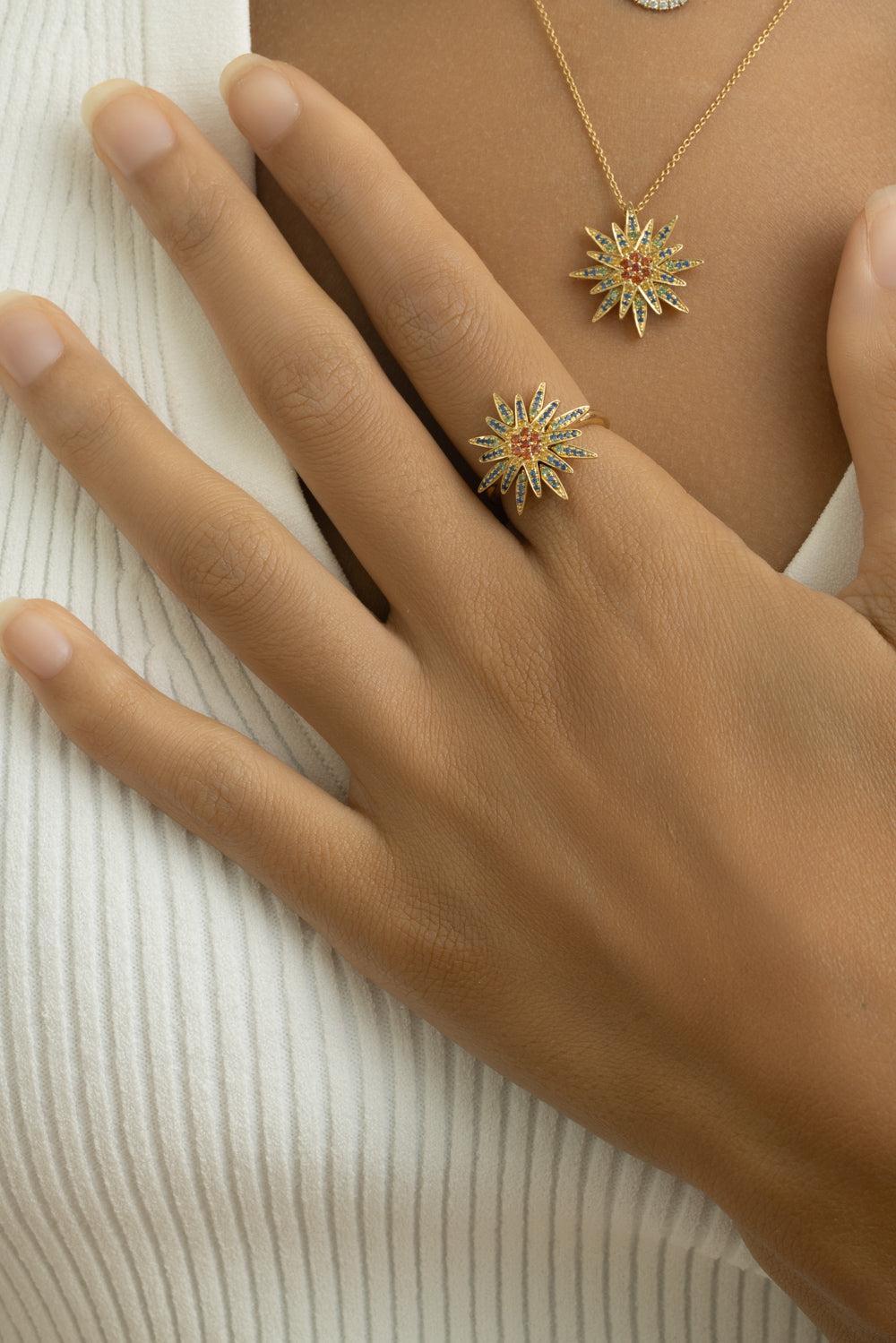 Multi Star Sapphire Ring-YELLOW GOLD-5.75-JEWELRYFINE JEWELRING-LISA NIK