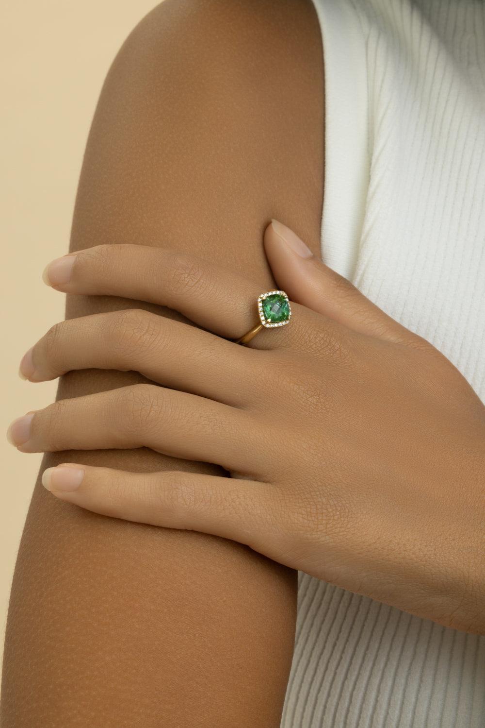 Indicolite Diamond Ring-YELLOW GOLD-5.75-JEWELRYFINE JEWELRING-LISA NIK