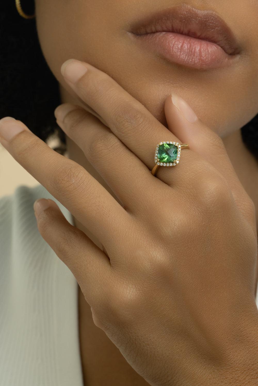 Indicolite Diamond Ring-YELLOW GOLD-5.75-JEWELRYFINE JEWELRING-LISA NIK