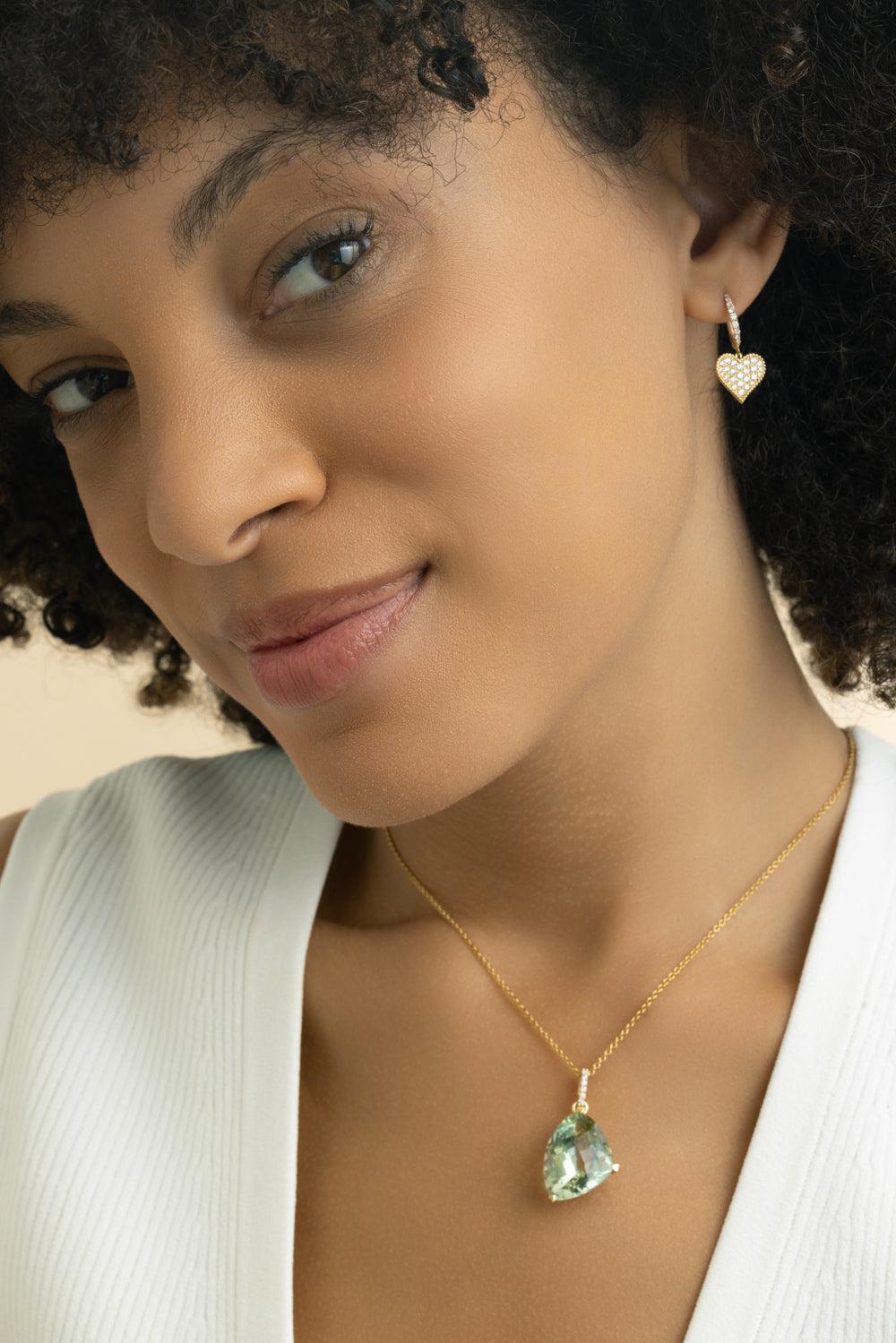 Diamond Heart Drop Earrings-YELLOW GOLD-JEWELRYFINE JEWELEARRING-LISA NIK