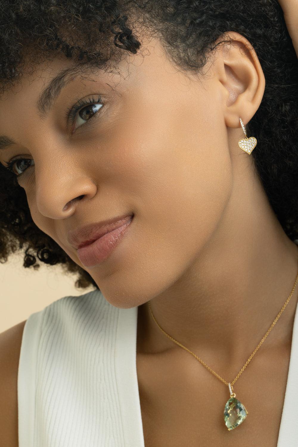 Diamond Heart Drop Earrings-YELLOW GOLD-JEWELRYFINE JEWELEARRING-LISA NIK