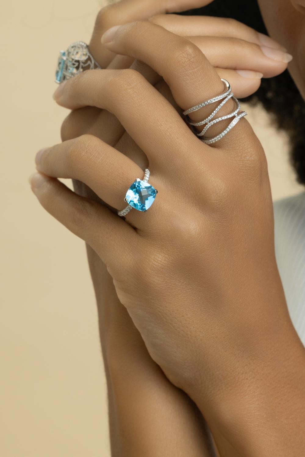 Swiss Blue Topaz Diamond Ring-WHITE GOLD-5.5-JEWELRYFINE JEWELRING-LISA NIK