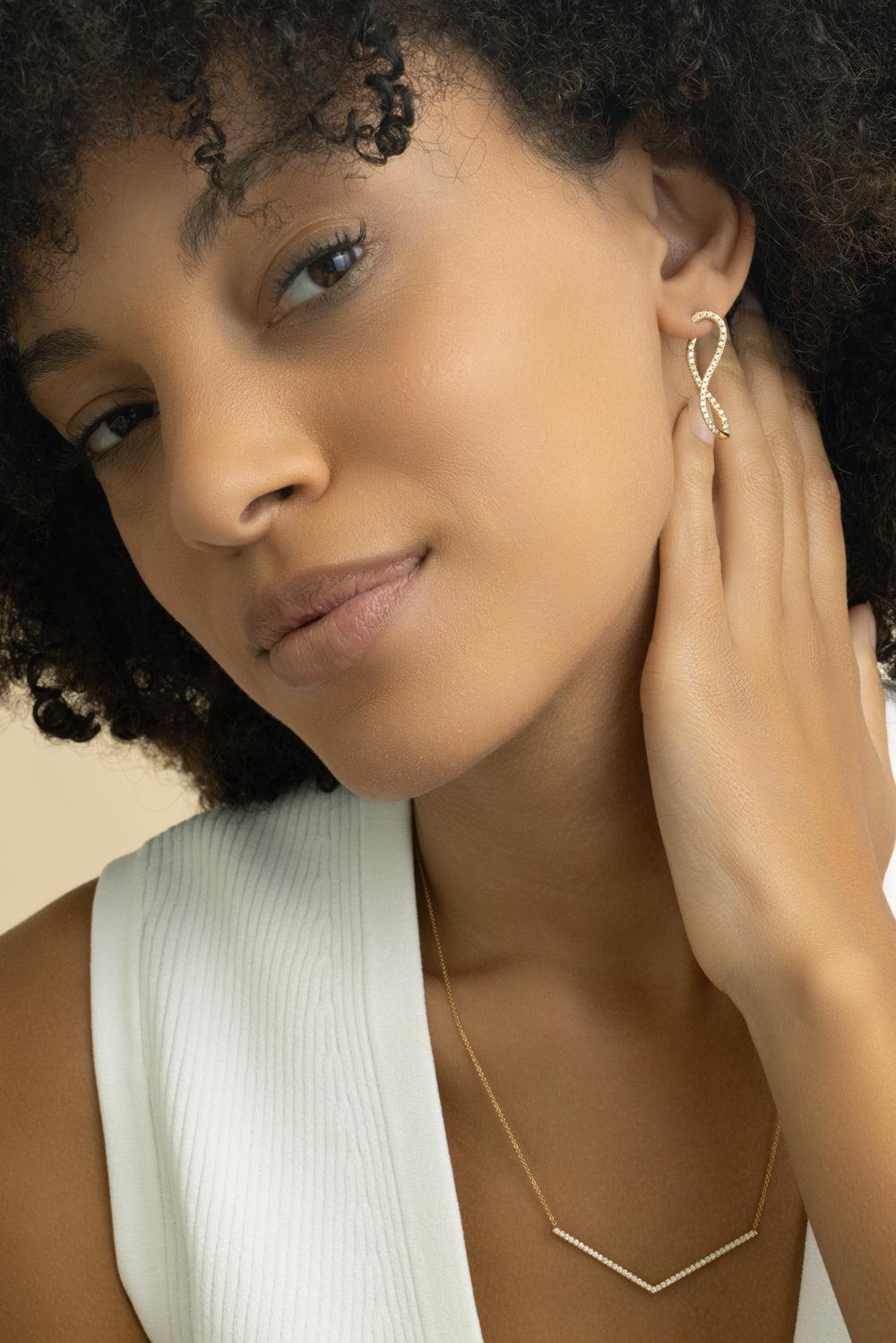 Diamond Inifity Earrings-YELLOW GOLD-JEWELRYFINE JEWELEARRING-LISA NIK