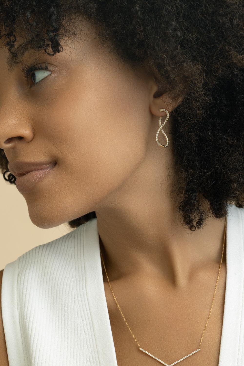 Diamond Inifity Earrings-YELLOW GOLD-JEWELRYFINE JEWELEARRING-LISA NIK