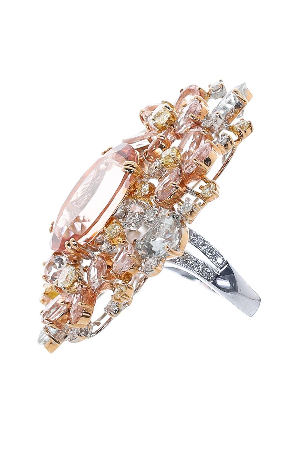 Diamond Morganite Aquamarine Ring-ROSE GOLD-6.25-JEWELRYFINE JEWELRING-ALEXANDER LAUT