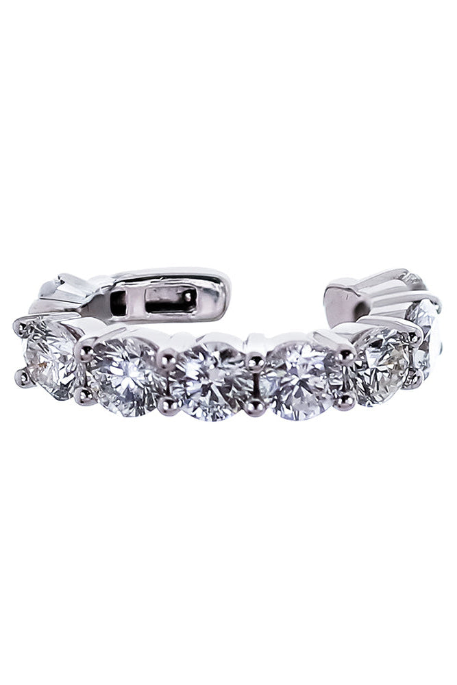 Diamond One Row Ear Cuff - White Gold