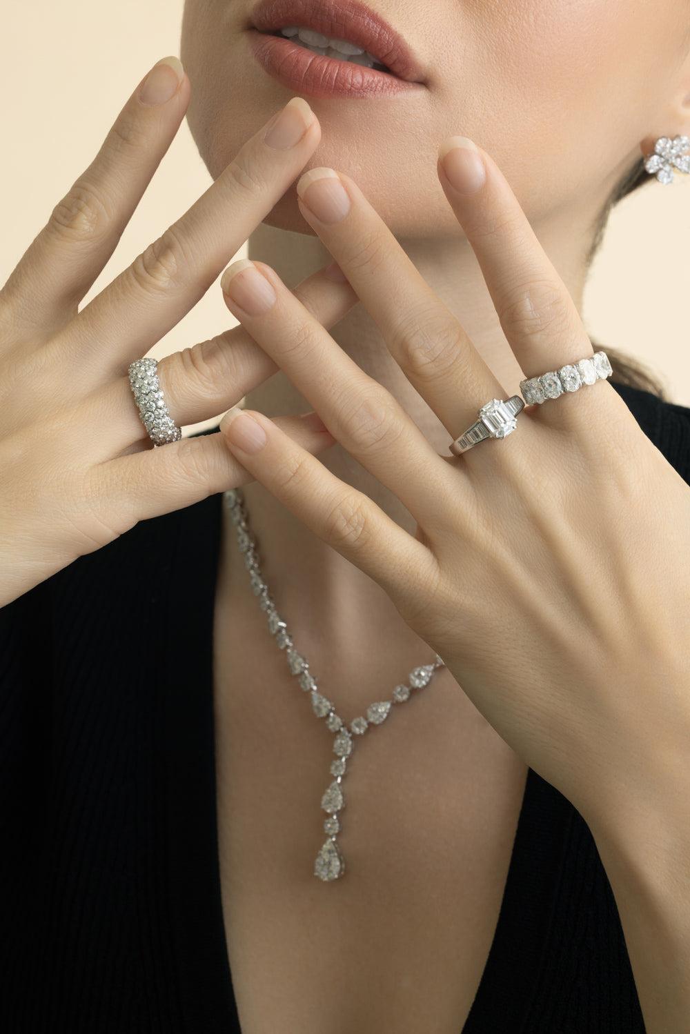 Diamond Oval Stretch Ring-WHITE GOLD-7.5-JEWELRYFINE JEWELRING-ZYDO