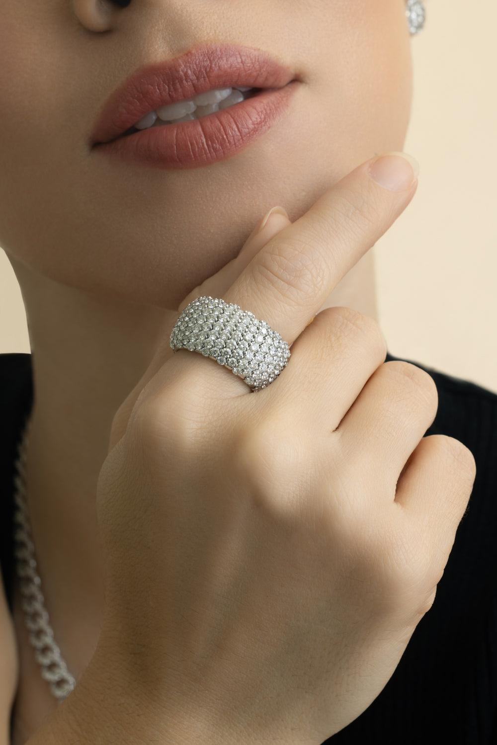 Wide Diamond Stretch Ring - White Gold-WHITE GOLD-8.5-JEWELRYFINE JEWELRING-ZYDO