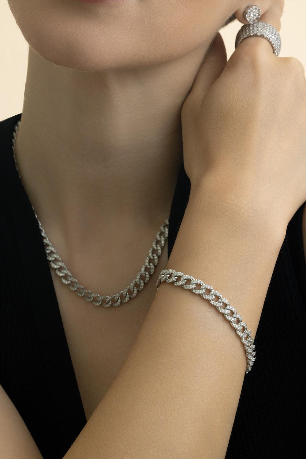 Diamond Cuban Link Bracelet-WHITE GOLD-7-JEWELRYFINE JEWELBRACELET O-ZYDO