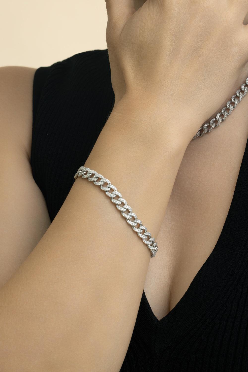 Diamond Cuban Link Bracelet-WHITE GOLD-7-JEWELRYFINE JEWELBRACELET O-ZYDO