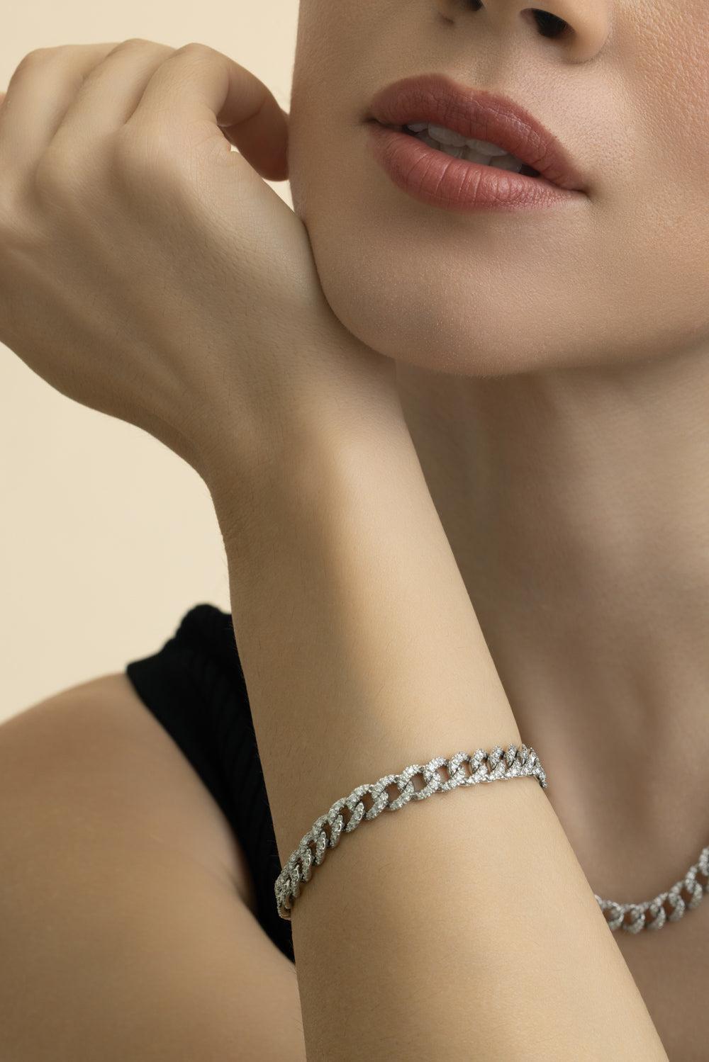 Diamond Cuban Link Bracelet-WHITE GOLD-7-JEWELRYFINE JEWELBRACELET O-ZYDO
