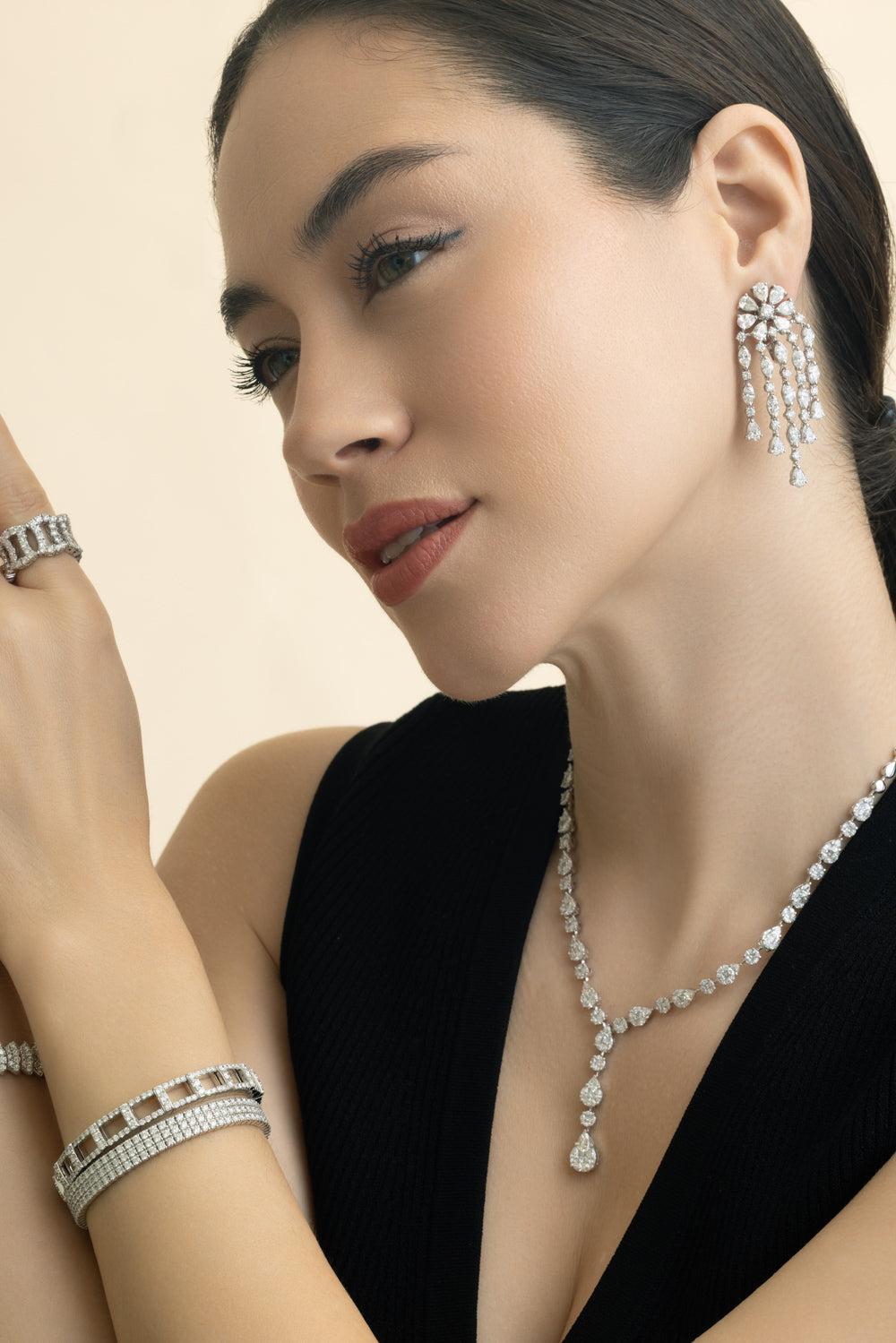 Diamond Fringe Earrings-WHITE GOLD-JEWELRYFINE JEWELEARRING-ZYDO