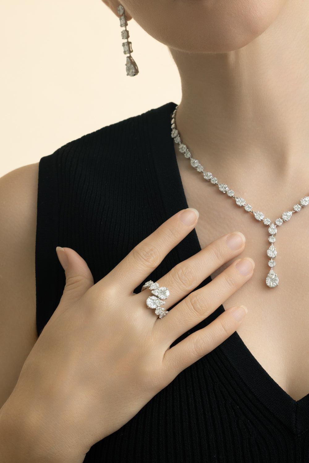 Mix Shape Diamond Bypass Ring-WHITE GOLD-6.75-JEWELRYFINE JEWELRING-ZYDO