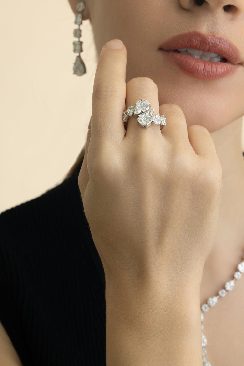 Mix Shape Diamond Bypass Ring-WHITE GOLD-6.75-JEWELRYFINE JEWELRING-ZYDO