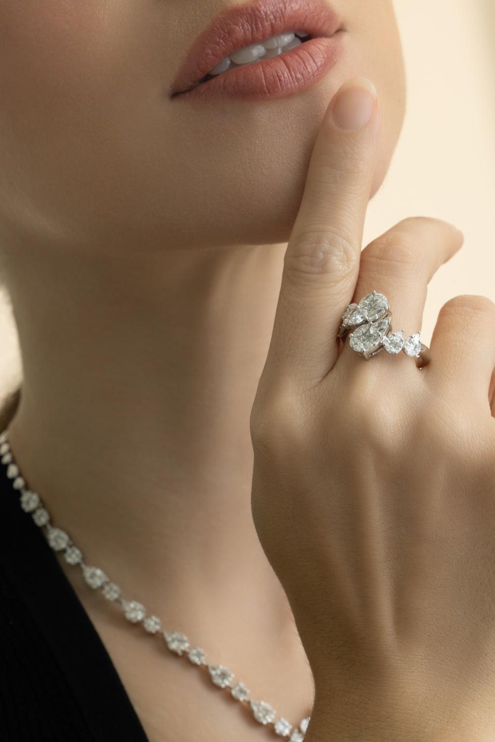 Mix Shape Diamond Bypass Ring-WHITE GOLD-6.75-JEWELRYFINE JEWELRING-ZYDO