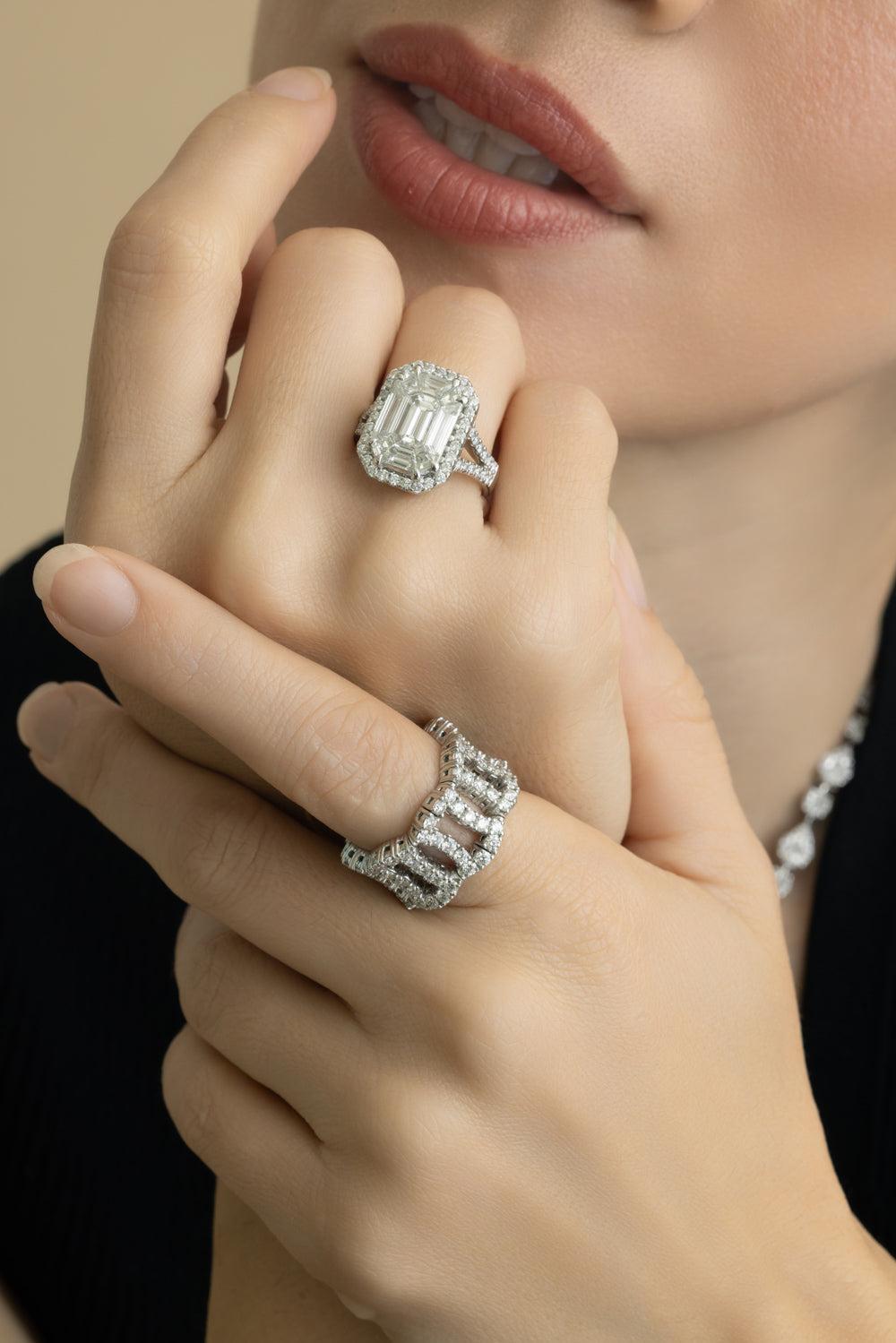 Diamond Illusion Portrait Ring-WHITE GOLD-6.5-JEWELRYFINE JEWELRING-ZYDO