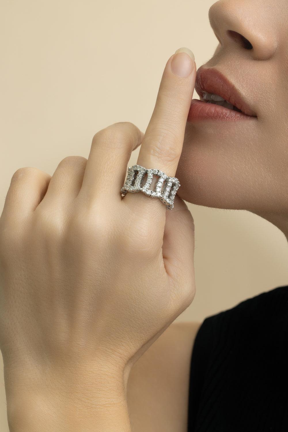Diamond Overlap Stretch Ring-WHITE GOLD-6.75-JEWELRYFINE JEWELRING-ZYDO