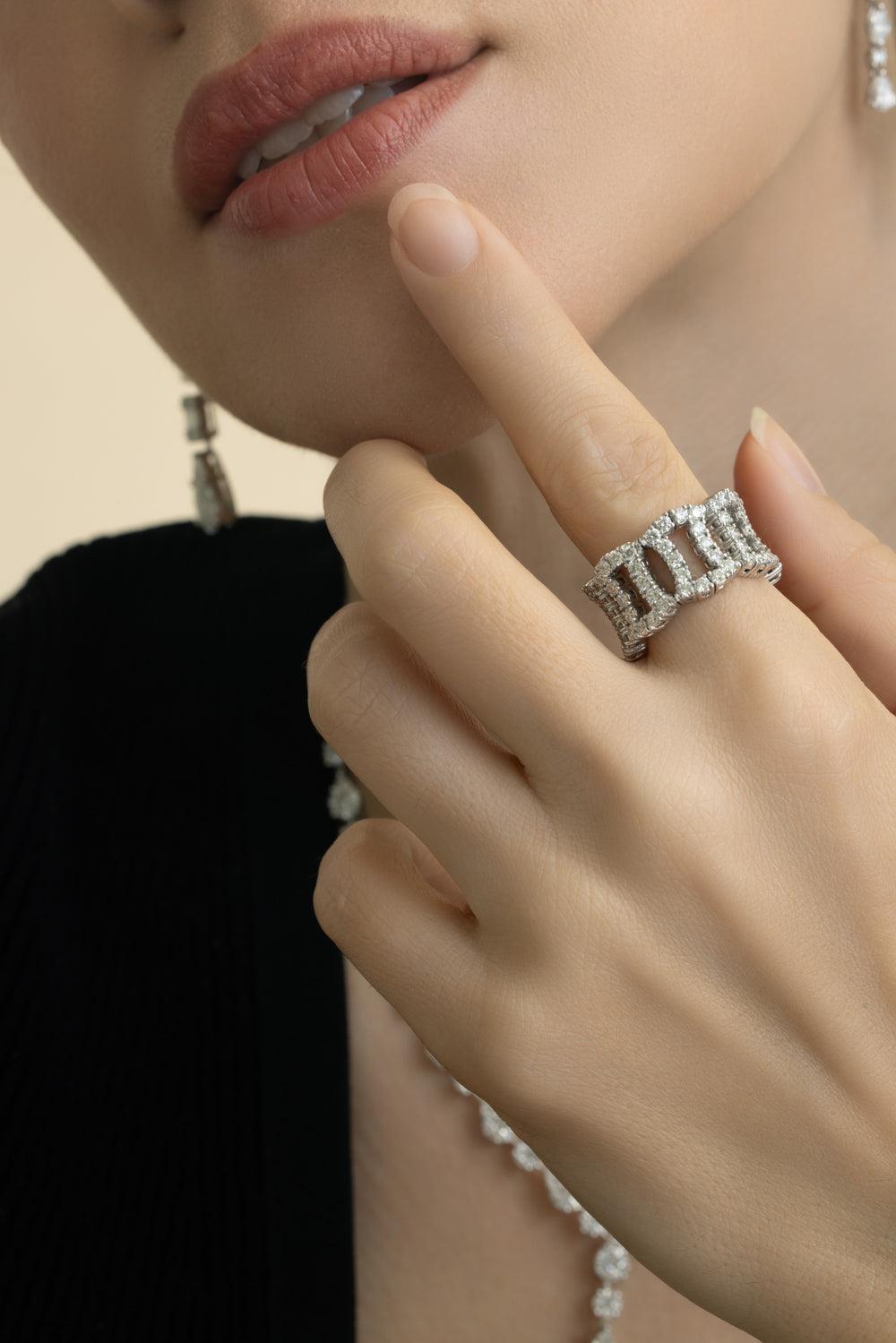 Diamond Overlap Stretch Ring-WHITE GOLD-6.75-JEWELRYFINE JEWELRING-ZYDO
