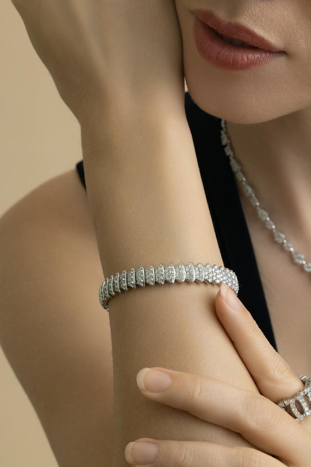 Diamond Multi Element Stretch Bracelet - White Gold-WHITE GOLD-JEWELRYFINE JEWELBRACELET O-ZYDO