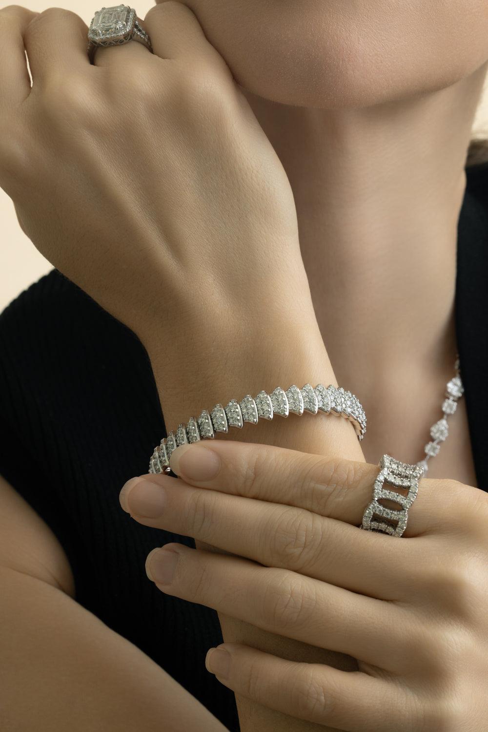 Diamond Multi Element Stretch Bracelet - White Gold-WHITE GOLD-JEWELRYFINE JEWELBRACELET O-ZYDO