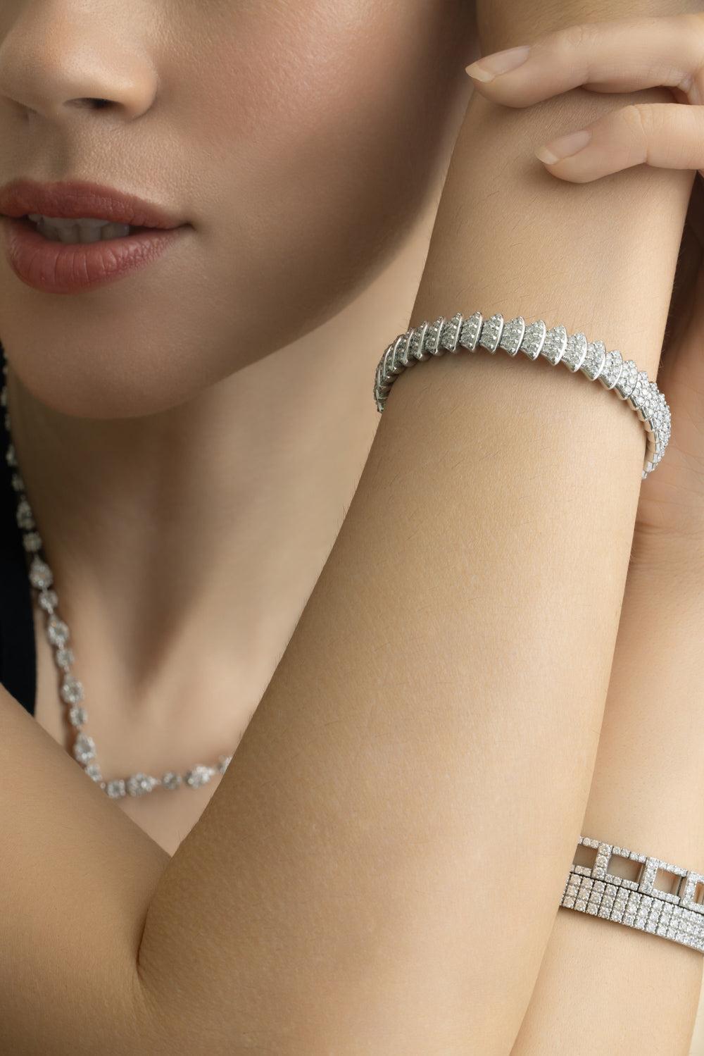 Diamond Multi Element Stretch Bracelet - White Gold-WHITE GOLD-JEWELRYFINE JEWELBRACELET O-ZYDO