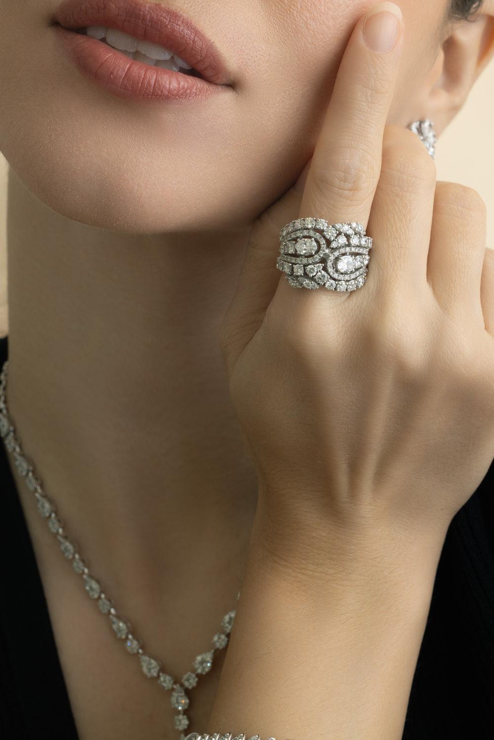 Diamond Wide Patterned Ring-WHITE GOLD-6.75-JEWELRYFINE JEWELRING-ZYDO