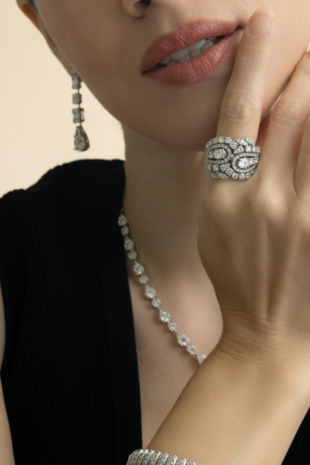 Diamond Wide Patterned Ring-WHITE GOLD-6.75-JEWELRYFINE JEWELRING-ZYDO