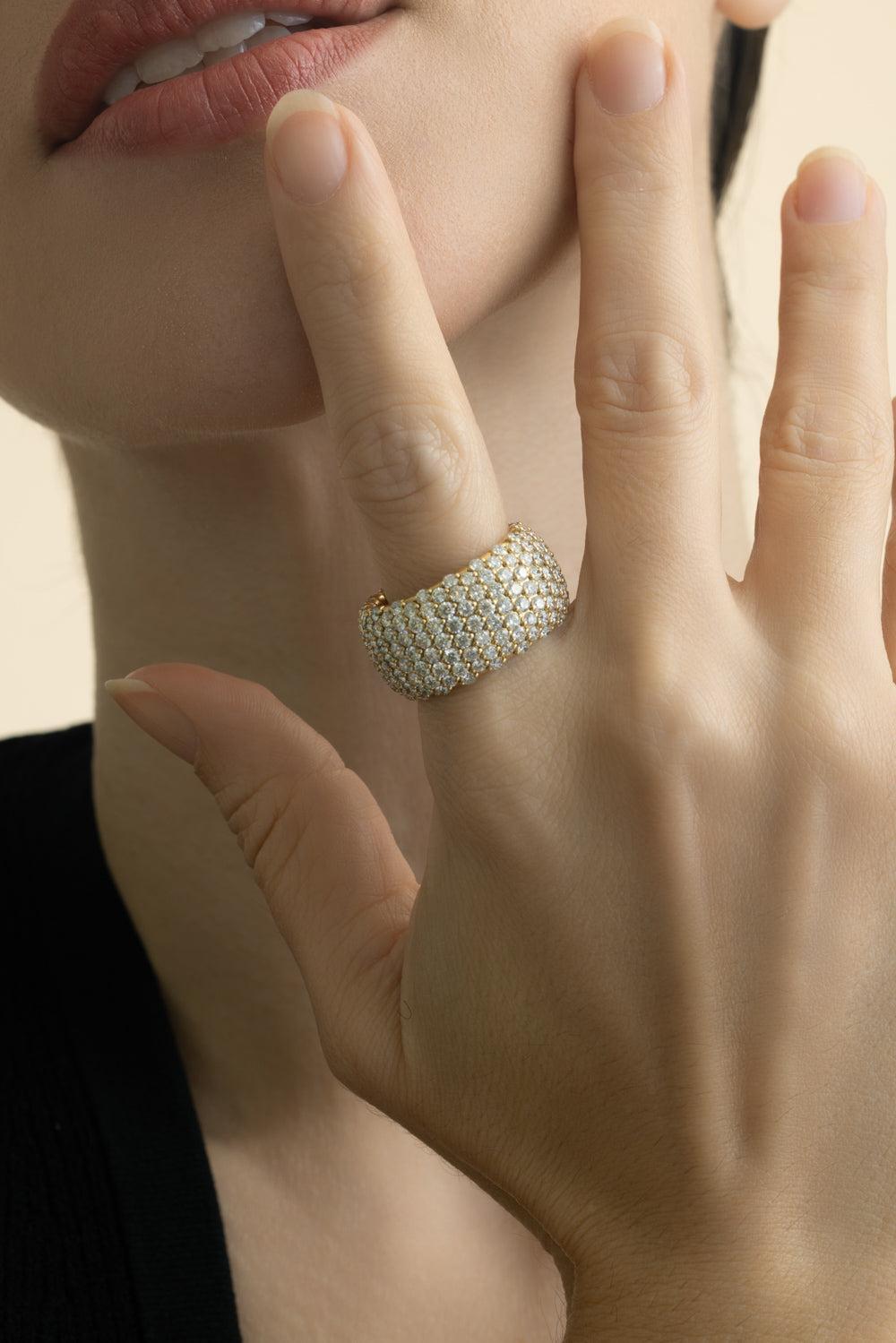 Diamond Wide Stretch Ring-YELLOW GOLD-7-JEWELRYFINE JEWELRING-ZYDO