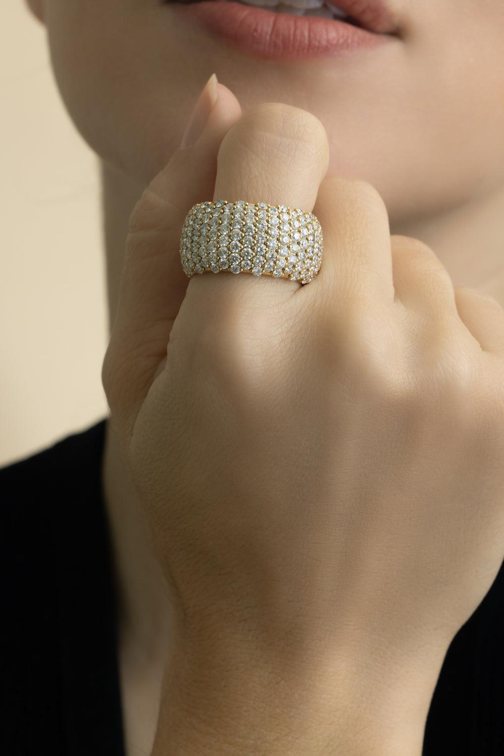 Diamond Domed Wide Stretch Ring-WHITE GOLD-8-JEWELRYFINE JEWELRING-ZYDO