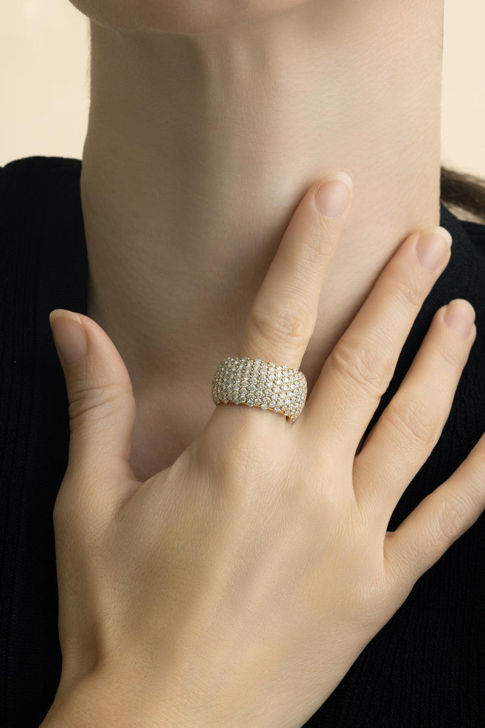 Diamond Wide Stretch Ring-YELLOW GOLD-7-JEWELRYFINE JEWELRING-ZYDO