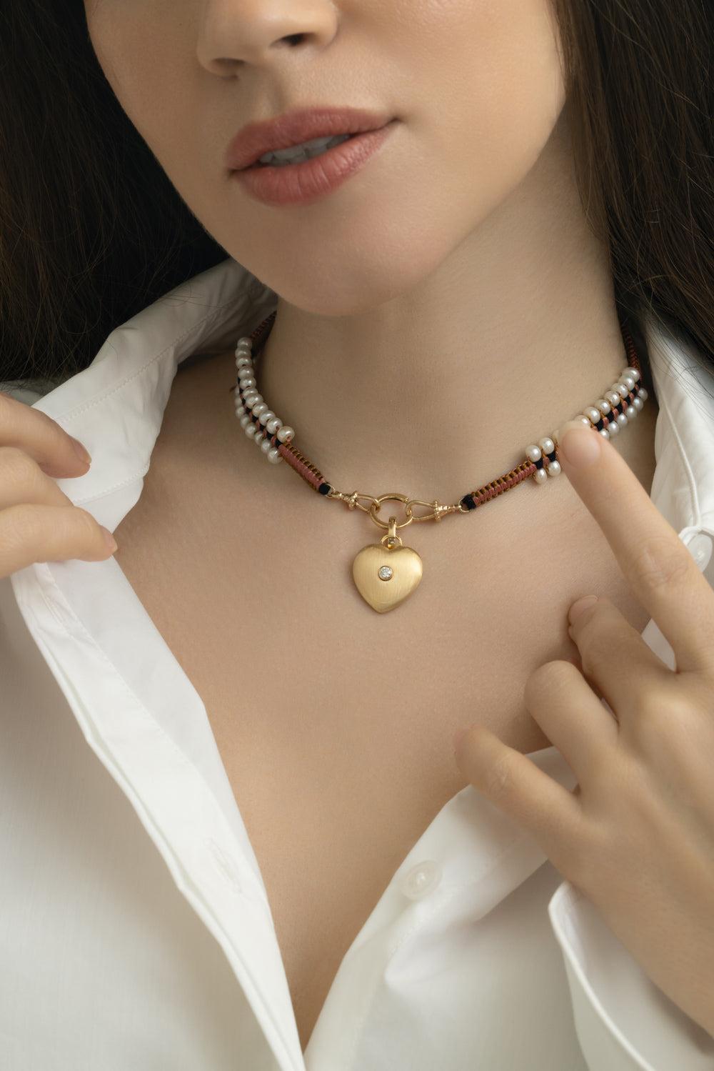 Diamond Heart Pendant-YELLOW GOLD-JEWELRYFINE JEWELPENDANT-MARIE LICHTENBERG