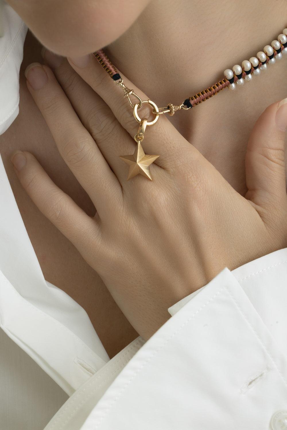 Small Star Pendant-YELLOW GOLD-JEWELRYFINE JEWELPENDANT-MARIE LICHTENBERG