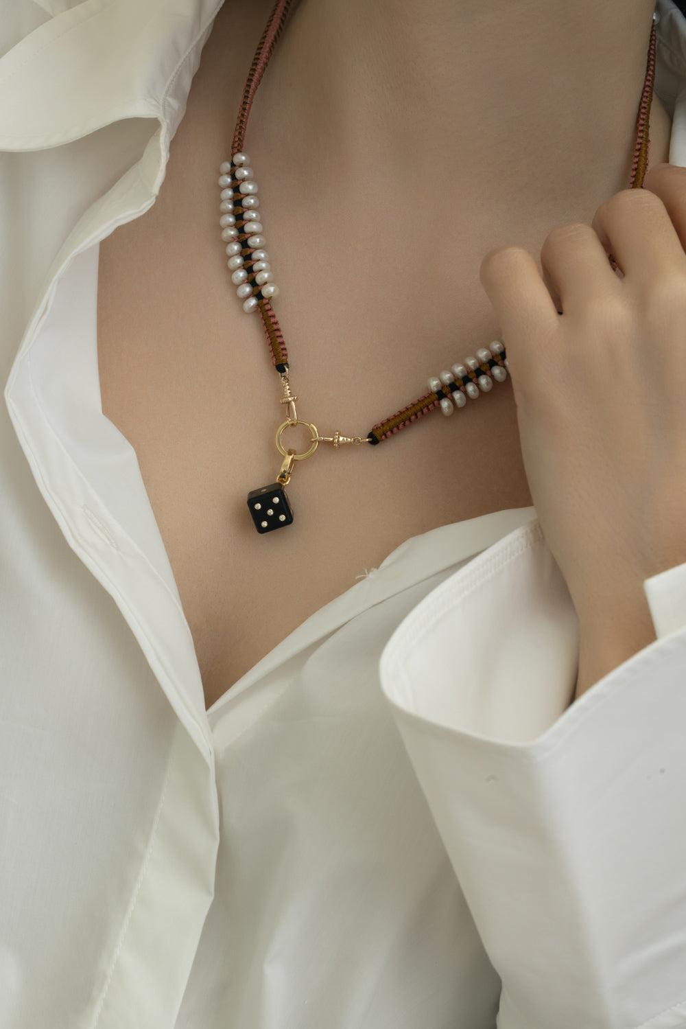 Diamond Ebony Dado Pendant-YELLOW GOLD-JEWELRYFINE JEWELPENDANT-MARIE LICHTENBERG